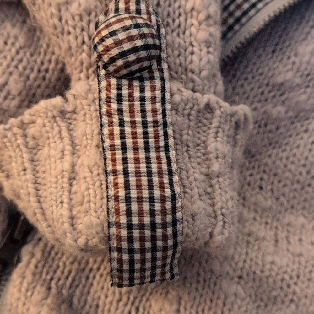 Daytrip cream short sleeve‎ cream and checkered knit cardigan sweater boho - Picture 5 of 6